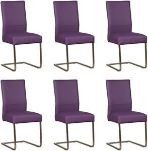 ShopX Leren eetkamerstoel remix, paars leer, paarse keukenstoelen