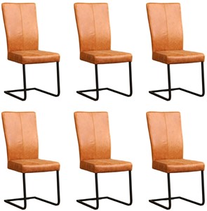 ShopX Leren eetkamerstoel dare, bruin leer, bruine keukenstoelen