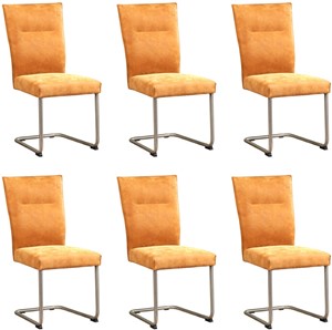 ShopX Leren eetkamerstoel retro, bruin leer, bruine keukenstoelen