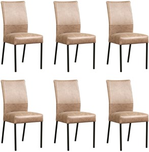 ShopX Leren eetkamerstoel real, bruin leer, bruine keukenstoelen