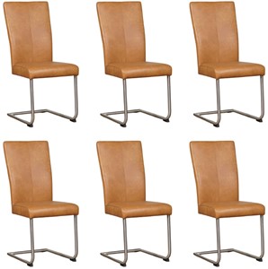 ShopX Leren eetkamerstoel dry, bruin leer, bruine keukenstoelen