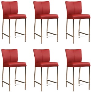 ShopX Leren barstoel revolt laag, rood leer, rode barkruk