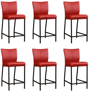 ShopX Leren barstoel revolt laag, rood leer, rode barkruk