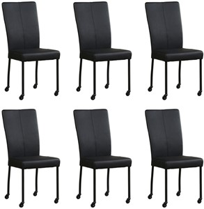 ShopX Leren eetkamerstoel deal, zwart leer, zwarte keukenstoelen