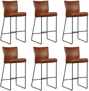 ShopX Leren barkruk mate, bruin leer, bruine keukenstoelen