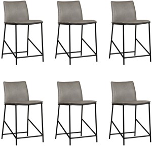 ShopX Leren barstoel favor laag, grijs leer, grijze keukenstoelen, grijs leer, grijze barkruk
