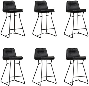 ShopX Leren barstoel candy laag, zwart leer, zwarte keukenstoelen, zwart leer, zwarte barkruk