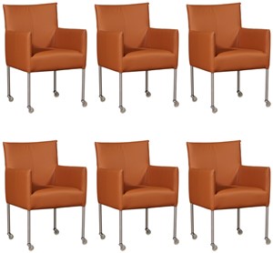 ShopX Leren eetkamerstoel desire, bruin leer, bruine keukenstoelen