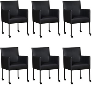 ShopX Leren eetkamerstoel desire, zwart leer, zwarte keukenstoelen