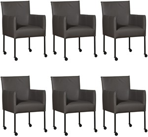 ShopX Leren eetkamerstoel desire, grijs leer, grijze keukenstoelen