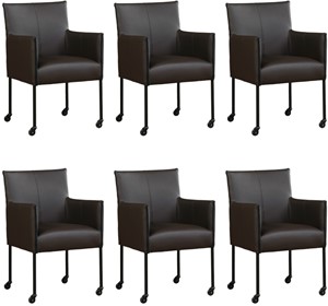 ShopX Leren eetkamerstoel more, bruin leer, bruine keukenstoelen