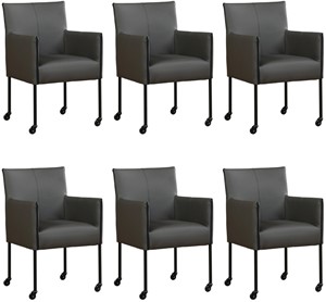 ShopX Leren eetkamerstoel more, grijs leer, grijze keukenstoelen