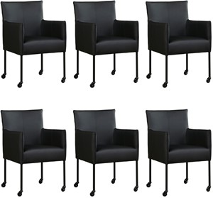 ShopX Leren eetkamerstoel more, zwart leer, zwarte keukenstoelen