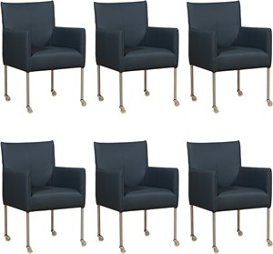 ShopX Leren eetkamerstoel desire, blauw leer, blauwe keukenstoelen