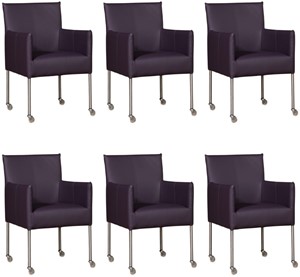 ShopX Leren eetkamerstoel desire, paars leer, paarse keukenstoelen