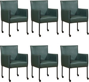 ShopX Leren eetkamerstoel more, groen leer, groene keukenstoelen