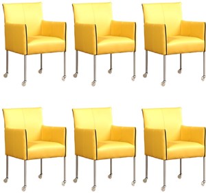 ShopX Leren eetkamerstoel more, geel leer, gele keukenstoelen