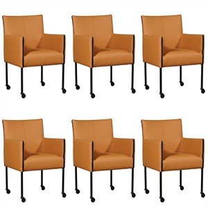 ShopX Leren eetkamerstoel more, bruin leer, bruine keukenstoelen