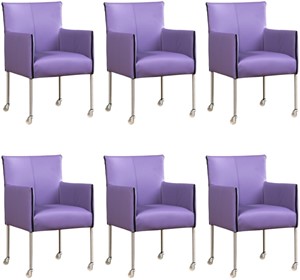 ShopX Leren eetkamerstoel more, paars leer, paarse keukenstoelen