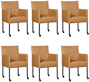 ShopX Leren eetkamerstoel desire, bruin leer, bruine keukenstoelen