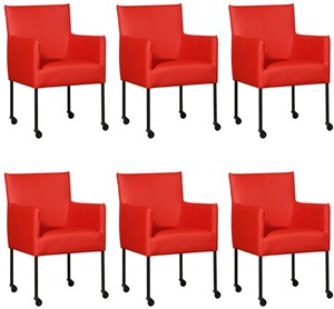 ShopX Leren eetkamerstoel desire, rood leer, rode keukenstoelen