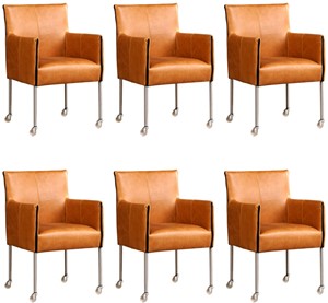 ShopX Leren eetkamerstoel more, bruin leer, bruine keukenstoelen