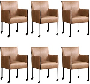 ShopX Leren eetkamerstoel more, bruin leer, bruine keukenstoelen