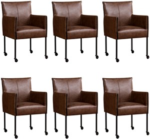ShopX Leren eetkamerstoel more, bruin leer, bruine keukenstoelen