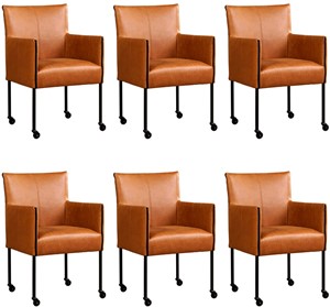 ShopX Leren eetkamerstoel more, bruin leer, bruine keukenstoelen