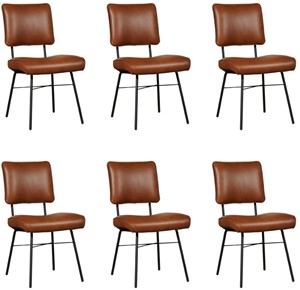 ShopX Leren eetkamerstoel solid, bruin leer, bruine keukenstoelen