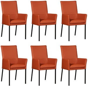 ShopX Leren eetkamerstoel royal met armleuning, bruin leer, bruine keukenstoelen