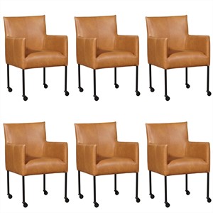 ShopX Leren eetkamerstoel desire, bruin leer, bruine keukenstoelen
