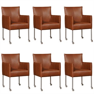 ShopX Leren eetkamerstoel desire, bruin leer, bruine keukenstoelen