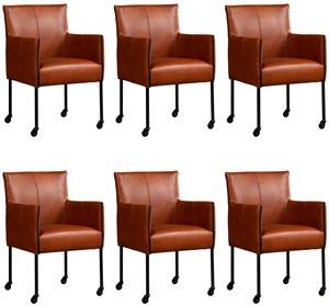 ShopX Leren eetkamerstoel more, bruin leer, bruine keukenstoelen