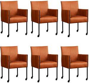 ShopX Leren eetkamerstoel more, bruin leer, bruine keukenstoelen