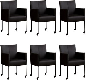 ShopX Leren eetkamerstoel more, zwart leer, zwarte keukenstoelen