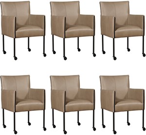 ShopX Leren eetkamerstoel more, bruin leer, bruine keukenstoelen
