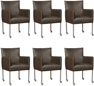 ShopX Leren eetkamerstoel desire, grijs leer, grijze keukenstoelen