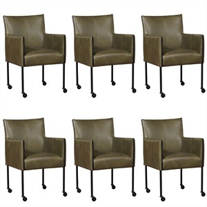 ShopX Leren eetkamerstoel desire, groen leer, groene keukenstoelen