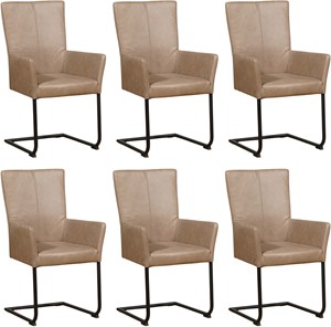 ShopX Leren eetkamerstoel dry met armleuning, bruin leer, bruine keukenstoelen