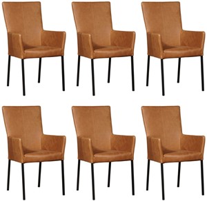 ShopX Leren eetkamerstoel daily met armleuning, bruin leer, bruine keukenstoelen