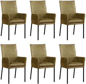 ShopX Leren eetkamerstoel royal met armleuning, groen leer, groene keukenstoelen