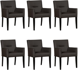 ShopX Leren eetkamerstoel look, bruin leer, bruine keukenstoelen
