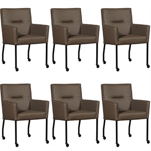 ShopX Leren eetkamerstoel lucky, bruin leer, bruine keukenstoelen