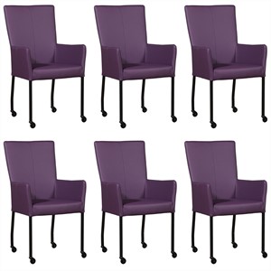 ShopX Leren eetkamerstoel deal met armleuning, paars leer, paarse keukenstoelen