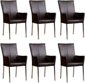 ShopX Leren eetkamerstoel daily met armleuning, bruin leer, bruine keukenstoelen