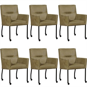 ShopX Leren eetkamerstoel lucky, groen leer, groene keukenstoelen