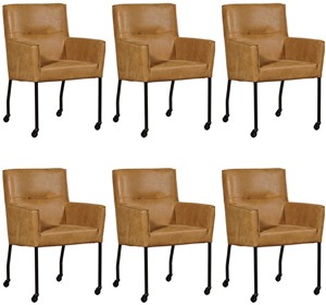 ShopX Leren eetkamerstoel lucky, bruin leer, bruine keukenstoelen