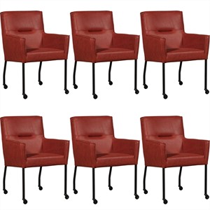 ShopX Leren eetkamerstoel lucky, rood leer, rode keukenstoelen