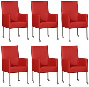 ShopX Leren eetkamerstoel spark, rood leer, rode keukenstoelen